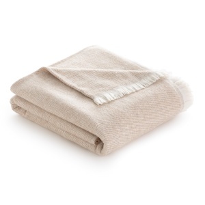 Patura Todocama Extra Moale din Bumbac Recycled Model cu Dungi Sandbeige 230x240 cm