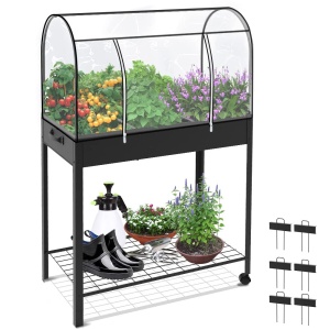 Paturica de gradina VOUNOT, metalica, 80.5x43x130 cm, cu 6 compartimente si roti