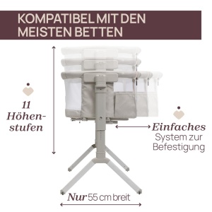 Patut co-sleeping Chicco Next2Me Armonia alb 11 niveluri de inaltime 4 roti - Img 5