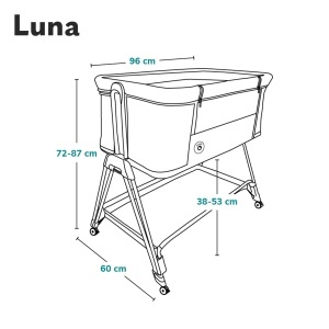 Patut co-sleeping Lionelo Luna reglabil pe inaltime si inclinare cu roti si saltea Beige - Img 8