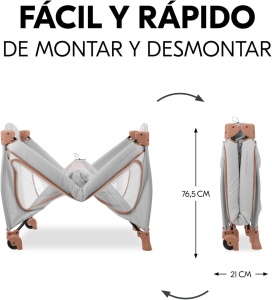 Patut de calatorie hauck Sleep N Play GO Plus, 120 x 60 cm, cu roti, gri - Img 5