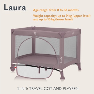 Patut de calatorie Lionelo Laura 2-in-1, 15 kg, cu roti si husa de transport - Img 2