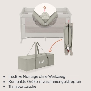Patut multifunctional Lionelo Ellen 3 in 1 pentru copii, ajustabil, cu roti - Img 8