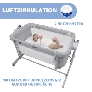Patut pentru bebelusi Chicco Next2Me Magic Evo, 11 nivele de inaltime, mod leganare, culoare gri - Img 4