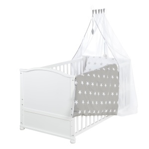 Patut pentru copii Roba Little Stars, 70 x 140 cm, alb, cu textil antialergic