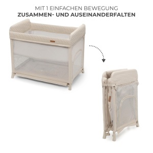 Patut pliabil Kinderkraft Moon Dream, bej, cu saltea si geanta de transport - Img 3