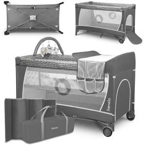 Patut pliabil Lionelo Flower 4in1 cu acces lateral, masa de schimb, roti