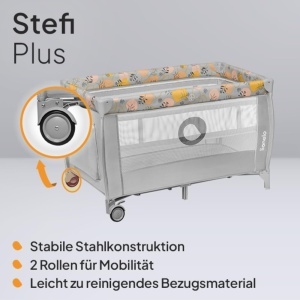 Patut pliabil Lionelo Stefi Plus cu saltea din spuma intrare laterala cu fermoar pana la 15 kg - Img 4