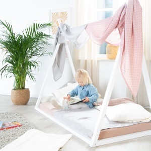 Patut Tipibett Roba 70 x 140 cm - Pat Montessori din Lemn FSC - Alb - Img 3
