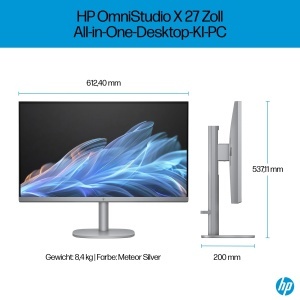 PC All-in-One HP OmniStudio X 27-cs0253ng, 27 inch, Intel Core Ultra 5, 16GB RAM, Argintiu - Img 4