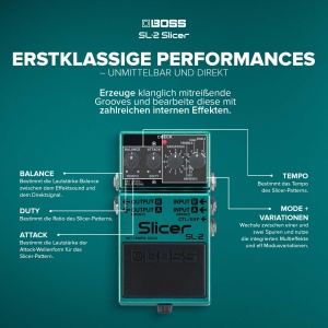 Pedala de efecte BOSS SL-2 Slicer pentru chitara, keyboard, DJ-uri, 88 pattern-uri - Img 4