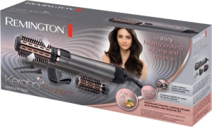 Perie cu aer cald rotativa [automata] Keratin Protect (inclusiv 3 atasamente: 2 perii rotunde + amplificator pentru mai mult volum) + agrafe de par, acoperire ceramica cu ulei de migdale, AS8811,Gri - Img 16
