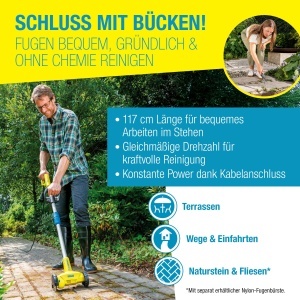 Perie electrica pentru curatarea rosturilor GLORIA WeedBrush, 300W, cu perie din otel - Img 4