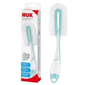 Perie pentru sticle NUK Twist cu burete si perie de aspiratie integrata | cu maner ergonomic | pentru biberoane si tetine | 1 bucata