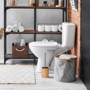 Perie WC cu suport din bambus, antibacteriana, cu cap detasabil, natursilver - Img 2