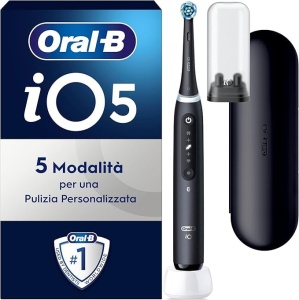 Periuta de dinti electrica Oral-B iO 5, Negru, cu senzor de presiune, 1 cap de perie
