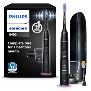 Periuta de dinti electrica Philips Sonicare DiamondClean Smart 9400, periuta de dinti sonica cu aplicatie, senzor de presiune, detectare capul periei, 4 moduri de periaj si 3 niveluri de intensitate, negru, model HX9917/89