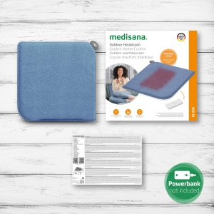 Perna de scaun Medisana OL 650 cu functie de caldura, perna de caldura pentru utilizare in aer liber pe vreme rece, perna de incalzire cu 3 niveluri de temperatura cu suprafata moale din pasla, albastru - Img 6