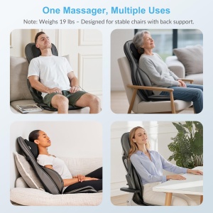 Perna de scaun pentru masaj Shiatsu pentru spate si gat Comfier cu caldura - Tampon de masaj de framantare 2D/3D cu spatar complet si compresa de aer reglabila, Covoras de masaj pentru tot corpul pentru femei, barbati - Img 9
