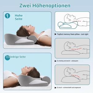 Perna Memory Foam TopEsct pentru Somn, Gri, 2 Inaltimi, Design Ergonomic - Img 6
