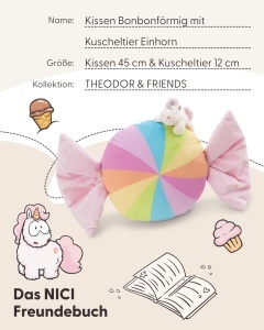 Perna pufoasa NICI Bonbon 45cm cu Unicorn 12cm - Alb, pentru copii si iubitori de jucarii - Img 5