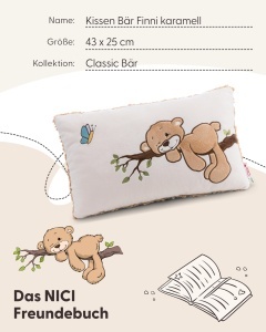 Perna pufoasa NICI Kissen Bar Finni 43x25cm - caramel, design ursulet - Img 5