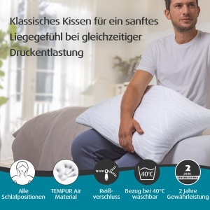 Perna TEMPUR Comfort Air Soft, 40x80 cm, Alb - Img 3