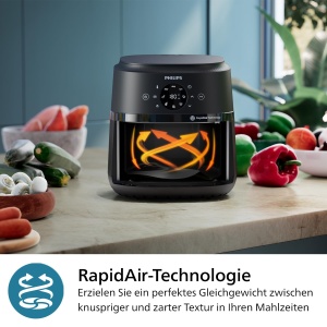 Philips Airfryer seria 2000 6.2 L - 13 metode de gatit, design compact cu fereastra de vizualizare, tehnologie RapidAir, cu 90% mai putina grasime, usor de curatat (NA230/00) - Img 5