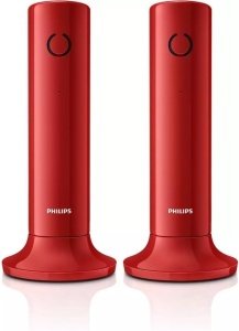 Philips M4502R/34 Telefon fix fara fir, 4,1 cm (1,6"), afisaj LCD, iluminare de fundal, difuzor incorporat, difuzor, sunet HQ, subtire si compact, rosu (compatibil: - Img 1