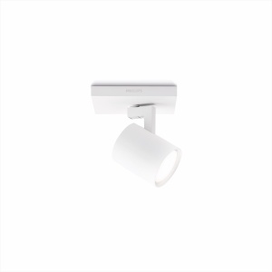 Philips Runner Plafoniera/lampa de perete cu 1 spot, instalare usoara ClickFix, fara bec (GU10), 2700 K, lumina alba calda, alba, IP20, antireflexie si fara palpaire