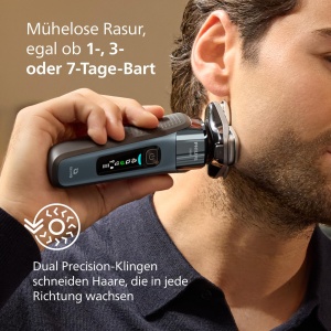 Philips Shaver i9000, aparat de ras electric umed si uscat pentru barbati cu aparat de tuns integrat, albastru porumbel, statie de curatare, statie de incarcare si geanta de calatorie (model X9001/30) - Img 5