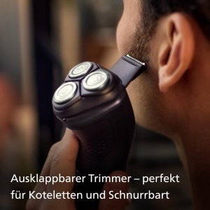 Philips Shaver Series 3000X - Aparat de ras electric umed si uscat pentru barbati in negru, cu tehnologie SkinProtect, aparat de tuns barba pliabil (model X3001/00) - Img 6