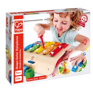Pian xilofon Hape cu functie de sortare a culorilor si formelor din lemn, instrument muzical pentru copii de la 12 luni - Img 5