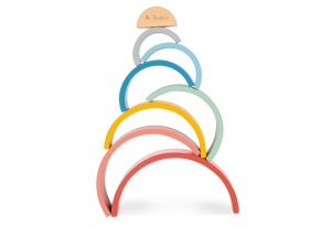 PINOLINO Wooden Rainbow Ruby, jucarie din lemn cu 8 piese, lacuita colorata, jucarie educationala de stivuire, jucarie Montessori, de la 1 an - Img 3