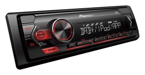 Pioneer Electronics MVH-S220DAB, radio auto 1-DIN cu RDS si DAB+, rosu, USB pentru MP3, WMA, WAV, FLAC, intrare AUX, suport Android, control iPhone, aplicatie ARC - Img 2