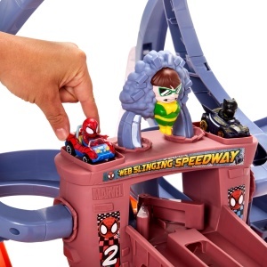 Pista de Curse Hot Wheels RacerVerse Spider-Man si Black Panther, cu 2 Masini Die-Cast - Img 4