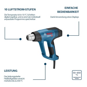 Pistol de aer cald Bosch Professional GHG 23-66, 650 C, 10 trepte de aer - Img 3