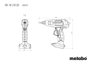 Pistol de lipit cu acumulator Metabo HK 18 LTX 20, 18V, 11 mm, 2 temperaturi - Img 2