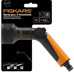 Pistol de stropit Fiskars 1065486 3 functii control debit rezistent la inghet negruportocaliu - Img 11