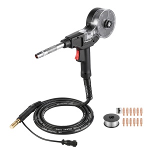 Pistol de sudura MIG VEVOR 135A cu cablu de 3m, 11 varfuri de schimb, aluminiu