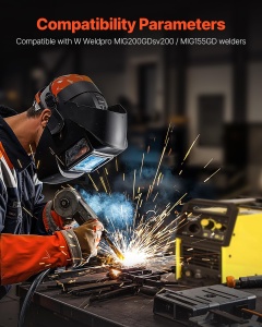 Pistol de sudura VEVOR 200A cu cablu de 3 m compatibil cu masinile de sudura W Weldpro MlG200GDsv200 si MIG155GD potrivit pentru fire de sudura cu mie - Img 2