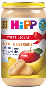 Piure de fructe HiPP cu mere si banane, 6 x 250 g, fara zahar adaugat