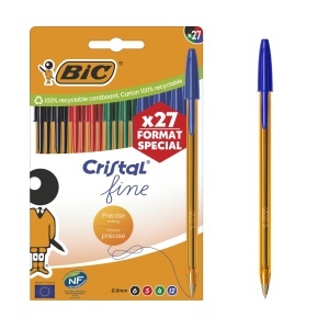 Pix BIC Cristal Original 0.8 mm, 4 culori, 27 bucati