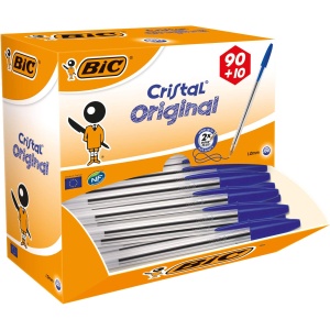 Pix BIC Cristal Original, 100 bucati, culoare albastra, grosime 0,4 mm