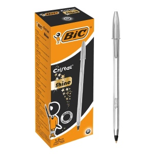 Pix BIC Cristal Shine, 20 bucati, culoare argintie, scriere neagra, 1,0 mm - Img 2