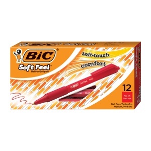 Pix BIC Soft Feel Clic Grip 0,4 mm, 12 bucati, Culoare Rosie