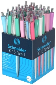 Pix Schneider K15, 50 bucati, culori pastelate, scriere albastra