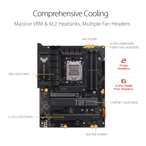 Placa de baza pentru jocuri ASUS TUF Gaming X670E-PLUS WiFi 6E AM5 (LGA 1718) Ryzen 7000 ATX (16 niveluri de putere, PCIe(r) 5.0, memorie DDR5, patru sloturi M.2, LAN de 2,5 GB, USB 4, iluminare Aura RGB) - Img 3