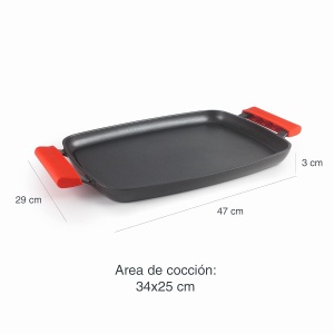 Placa de gratar Lacor 24347, Aluminiu, Antiaderenta, 34 x 25 cm, Negru - Img 2