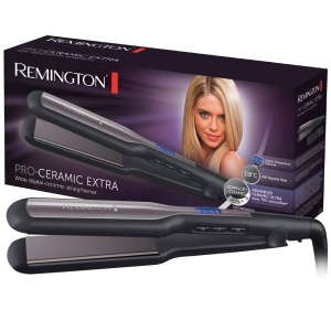 Placa de indreptat parul Remington Wide Pro-Ceramic Extra (placi de coafat extra late de 45 mm - in special pentru parul gros, cret, cret si foarte lung) Afisaj LCD, 150-230degC, placa de indreptat parul S5525